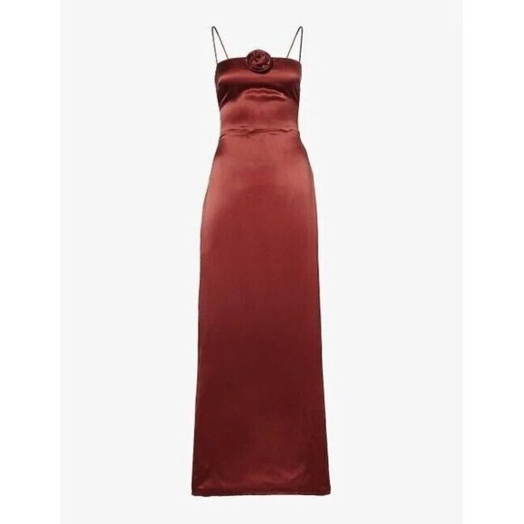 Reformation Frankie Rosette Red Silk Dress 6